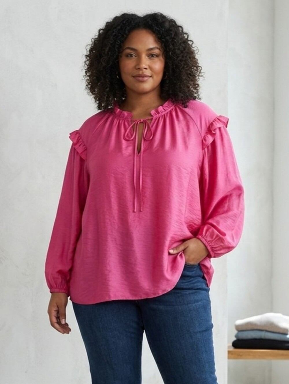 255. NWT - Hudson North Ruffle Neck Blouse